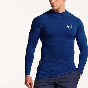 Custom Blue Men Compression <b>Mock</b> <b>Neck</b> Sports Shirt OEM Long Sleeve Quick Dry Training <b>Top</b> Gym Wear - Product Image 6