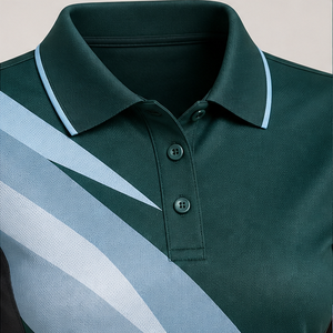 Polo pour femme personnalisé vert forêt avec swoosh argenté, séchage rapide, respirant, manches courtes, uniforme de golf performant WPS-0877 - Product Image 5