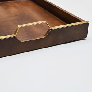 Bandeja para Servir Aperitivos FAIZA CRAFT, Diseño Moderno Cuadrado con Patrón Horizontal, Acabado Brillante Tipo Madera, Multiusos para Cocina - Product Image 4