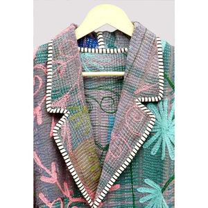 Chaqueta Blazer de Algodón con Bordado Floral Vintage para Mujer, Cuello en V, Manga Larga, Reversible, Ecológica - Product Image 4