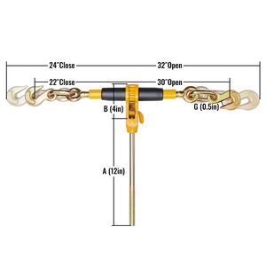 Tendicatena a Cricchetto Rinforzato 5/16'-3/8' con Ganci G80, Capacità 7.100 Libbre, Limitatore di Carico Sicuro, Antiscivolo e Salva-Lavoro per il Fissaggio Sicuro del Carico - Product Image 6