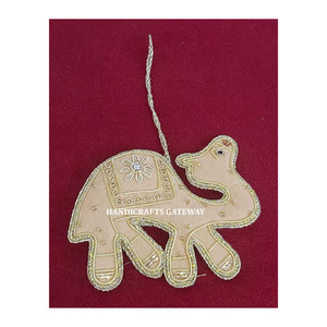 Forma de flor hecho a mano Zari bordado árbol de Navidad adorno colgante Material de tela con cuentas trabajo usado Festival fiesta Decoración - Product Image 2