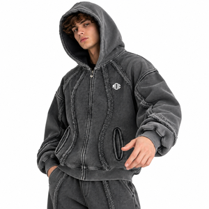 Sweat-shirt Homme Streetwear OEM à Épaules Tombantes, Bordure Blanche, Poignets Côtelés, Haut Décontracté en Polaire, Vêtement en Gros, Sweats à Capuche Personnalisés à Marque Privée - Product Image 5