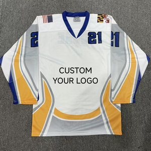 Maillot de hockey sur glace personnalisé bleu clair pour impression sublimée blanche sur le devant, manches longues, col rond, adulte unisexe, respirant - Product Image 6