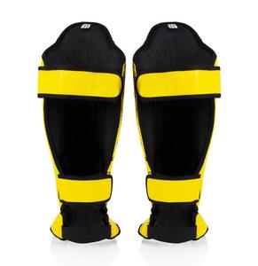 Protège-tibias de boxe thaï Fairtex en cuir véritable jaune de haute qualité pour le sparring – Vente chaude - Product Image 4
