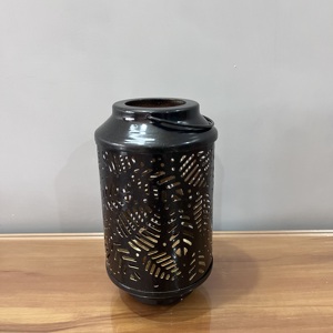 Artisan Design Mini Decorative Etched Iron <b>Lantern</b> with <b>Black</b> Finish Home Decor Model L660 Made in Uttar Pradesh - Product Image 2