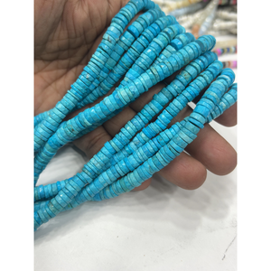 Perles de pierres précieuses de haute qualité pour la fabrication de bijoux, 17 pouces, marcassite bleue naturelle, facettées, forme de pneu Heishi, taille 7-8 mm - Product Image 1