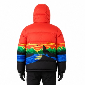 Custom Print Men's Puffer Jacket Winter Warm Hooded <b>Bubble</b> <b>Coat</b> Graphic Outdoor Landscape Windproof Quilted Parka Down Jacket - Product Image 2