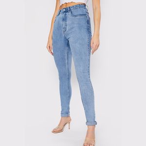 กางเกงยีนส์ผู้หญิงทรงลำลอง ขากว้าง เอวสูง สำหรับผู้หญิง ผ้าเดนิม - Product Image 4