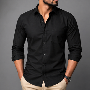 Camisas Casuales de Hombre de Alta Calidad con Diseño Personalizado, Lisas, con Botones, Corte Regular, Manga Larga, de Algodón Puro - Product Image 1