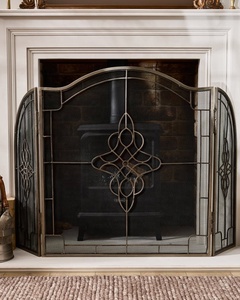 Gothic Medallion Metal Fireplace <b>Screen</b> Folding Three Panel Fine Mesh Spark Guard Decorative Steel Hearth <b>Protector</b> - Product Image 2