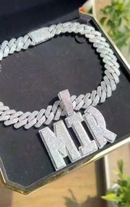 จี้เพชรโมอิสซาไนต์ทรงกลมเจียระไนแบบบริลเลียนท์สั่งทำพิเศษ ประดับด้วยเงินแท้ 925 พร้อมอักษรย่อ สร้อยคอฮิปฮอปสำหรับแร็ปเปอร์ - Product Image 5