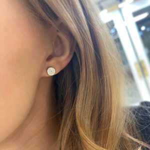 Round Lab Grown Diamond Cluster Stud <b>Earring</b> 14K 18K Solid Gold 7.25mm Modern Classic Push Back Everyday Wear Elegant Studs Pair - Product Image 4
