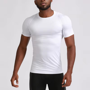 New Arrival <b>Men's</b> Gym Fitness Compression Long Sleeve T-Shirts 100% Cotton Yarn Dyed Front Blank Design Customizable - Product Image 4