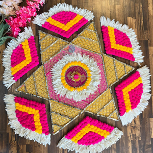 Plancher en bois MDF fait à la main indien Rangoli Diwali pièce maîtresse décor d'événement de mariage décor de fête Rangoli pour la maison - Product Image 3