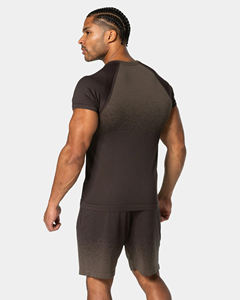 new brown color sublimation design 100% <b>polyester</b> Men's T-shirt slim fit gym wear private label <b>tshirt</b> custom print - Product Image 5