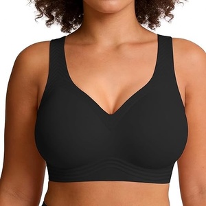 Sujetador deportivo sin costuras transpirable de talla grande para mujer, espalda cruzada, copa completa, sin aros, de Spandex/Nylon sólido, con tirantes ajustables y convertibles - Product Image 2