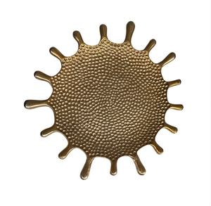 Matte golden plated metal serving tray for elite dining home use catering hospitality event or table centerpiece tray - Product Image 1