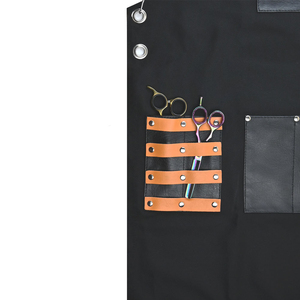 Tablier de coiffeur professionnel, tablier de barbier, gilet de barbier en jean denim avec détails en cuir - Product Image 4