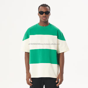 Camisetas de Verano Personalizadas con Rayas, Camisetas Cortas de Alta Calidad con Hombros Caídos, Camisetas Extra Grandes al por Mayor - Product Image 3