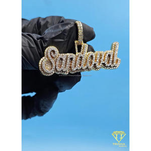Hip Hop Lab Grown Diamond <b>Name</b> Pendant Iced Out Gold <b>Chain</b> Custom Bling Jewelry Gift - Product Image 2