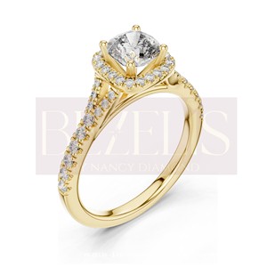 Anillo de compromiso con halo de diamantes de formas variadas y banda pavé, joyería fina clásica para mujer, ideal para regalo y fiesta al por mayor. - Product Image 4
