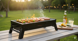 Parrilla Portátil Plegable de Carbón y Leña con Cubierta y Mesa Metálica para Acampar, Hacer Picnic y Usar en la Playa -EPDGFC000 - Product Image 6