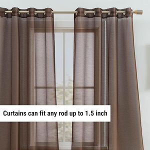 Set di 2 Pannelli per Finestra in Voile Semi-Trasparente 137 cm L x 213 cm L, Tende con Occhielli Marrone Cioccolato per Camera da Letto e Soggiorno - Product Image 4