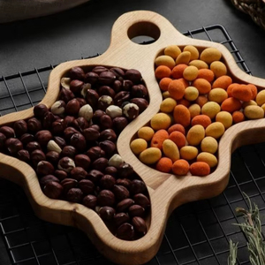 ถาดไม้เสิร์ฟอาหาร ถาดไม้ธรรมชาติ ถาดสไตล์เรียบง่ายสำหรับครัว โต๊ะอาหาร ขนม ผลไม้ ขนมปัง - Product Image 1