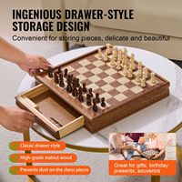 Juego de Ajedrez y Damas 2 en 1 de Madera Maciza de 15 Pulgadas, Profesional para Principiantes y Torneos, con Cajón de Almacenamiento, Piezas con Peso, 2 Damas Reinas