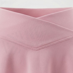 Women High Waist A-Line Mini <b>Wrap</b> Skirt Solid <b>Pink</b> Breathable Spandex Polyester Casual Style All Seasons - Product Image 4