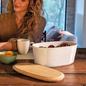 Boîte de rangement classique en métal avec couvercle en bois pour le comptoir de cuisine, le rangement de la cuisine et l'organisation de la maison - Product Image 6