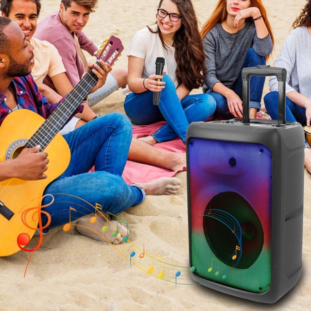 Portable Wireless Party Speaker with 5 Colorful Lighting Modes TWS FM USB MMC Slot Aux Recording Mic Prior Accessory