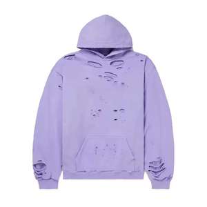 เสื้อฮู้ดดี้ปักลายสตรีทแวร์ผ้าฝ้าย 100% สไตล์วินเทจฟอกสีซีดแบบย้อมกรดสำหรับผู้ชาย - Product Image 1