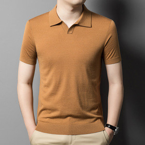 Custom Men Sweater Short Sleeve T-<b>shirt</b> <b>Half</b> Sleeve Bottom Knit Polo <b>Shirt</b> Jumpers Pullovers <b>Button</b> Placket Spring Autumn - Product Image 3