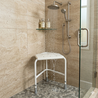 Tabouret de douche d'angle réglable en hauteur avec pieds antidérapants et trous de drainage - Chaise de bain pour personnes âgées, handicapées et femmes enceintes