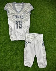 Conjunto de Uniforme de Fútbol Americano Personalizado con el Mejor Material, Camiseta Blanca Sublimada con Cuello en V y Manga Corta para Hombre, Uniforme que Absorbe la Humedad - Product Image 1