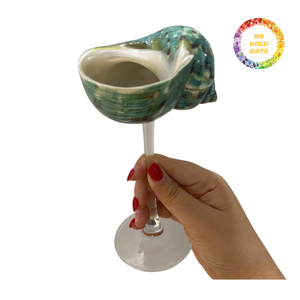 Handcrafted Seashell <b>Glass</b> Elegant Wine <b>Goblet</b> With Authentic Shell Decoration Professional Craftsmanship Bulk - Product Image 1