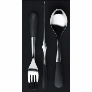 Juego de Cubiertos de Acero Inoxidable 18/10 de Primera Calidad, Juego de Cubiertos Plateados con Acabado Negro Mate de Lujo, Cubiertos Modernos con Acabado Pulido Espejo - Product Image 1