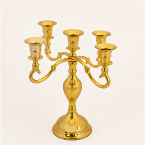 Candelabro de Metal de 5 Brazos al por Mayor, Portavelas Dorado, Centro de Mesa de Lujo para Bodas, Decoración para Eventos y Fiestas de Hotel - Product Image 3
