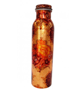 Bouteille d'eau en cuivre imprimée émail pour boissons et jus – Bouteille de santé ayurvédique en cuivre pour les bienfaits de l'eau – Vaisselle et bouteilles - Product Image 2
