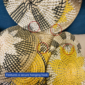 ชุดตะกร้าติดผนังสไตล์โบโฮทำมือจากหญ้าทะเล 9 ชิ้น – จานตกแต่งผนังแบบสาน - Product Image 4