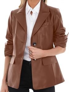 OEM Wholesale High Quality Women's Lambskin Brown <b>Leather</b> <b>Blazer</b> Fitted <b>Leather</b> <b>Jacket</b> Custom Logo Colors Women's <b>Jackets</b> - Product Image 1