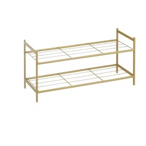 2 Tier Golden Color New Metal Shoe Rack For Home Livingroom Hall Entry Storage Decorative Use Shoe Rack Footwear Shelve - Product Image 1