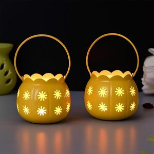 <b>Set</b> of 2 Metal Tealight Candle Holders with Handle <b>Lantern</b> for Home Decor Festive Lighting Wedding & Diwali Decoration Holders - Product Image 2