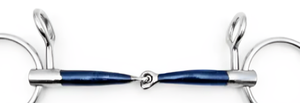 Bocado de caballo de acero inoxidable azul articulado con anillo, accesorio ecuestre para montar. - Product Image 5