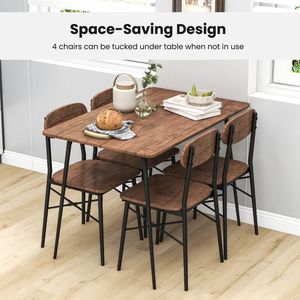 5-Piece Backrest Rectangular <b>Dining</b> <b>Table</b> <b>Set</b> with Metal Legs for Breakfast Nook - Product Image 2