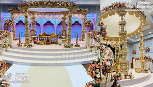 Mandap de Madera con Tema de Boda Antigua, Mandap de Madera para Bodas Grandes y Elegantes, Mandap de Madera Majestuoso para Bodas Indias, Decoración de Mandap para Bodas en Canadá - Product Image 4