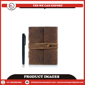 100% Genuine Leather Bound Diary Hardcover Vintage Style Wrap Flap Design Brown Color Sewing Binding 240 Pages <b>Notebook</b> With Pen - Product Image 4