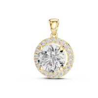 Pendentif Moissanite taille brillant 3,2 carats avec halo, plaqué or rose, en argent sterling 925, forme fleur, sertissage griffe, bijou tendance